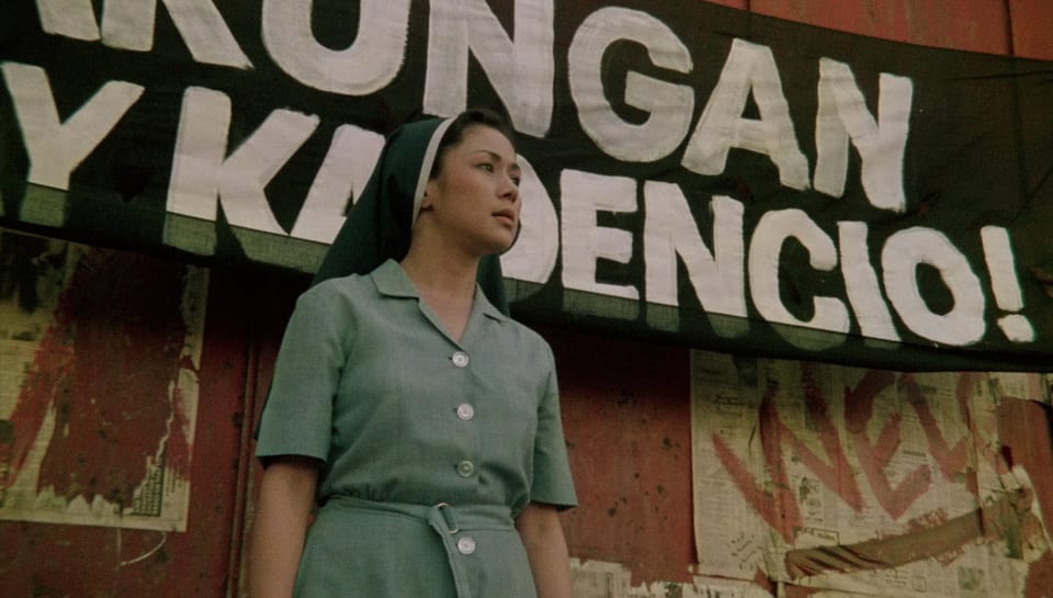 Vilma Santos in nun uniform about to make a speech in Sister Stella L